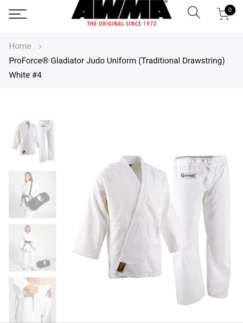 ProForce Gladiator White Judo Gi Kimono NWOT /  UNISEX SIZING